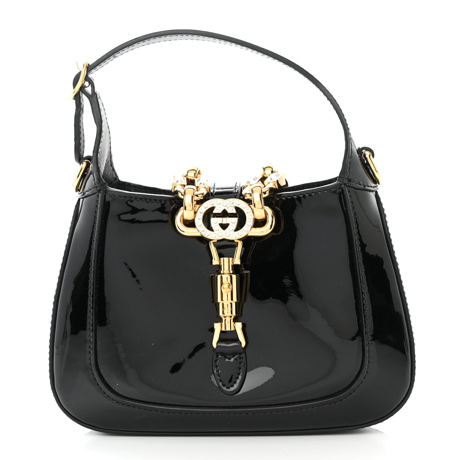 Gucci Patent Mini Jackie 1961 Crystal Hobo Black 1 of 12