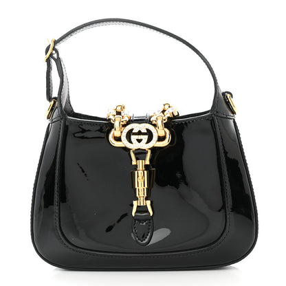 Gucci Patent Mini Jackie 1961 Crystal Hobo Black 1 of 12