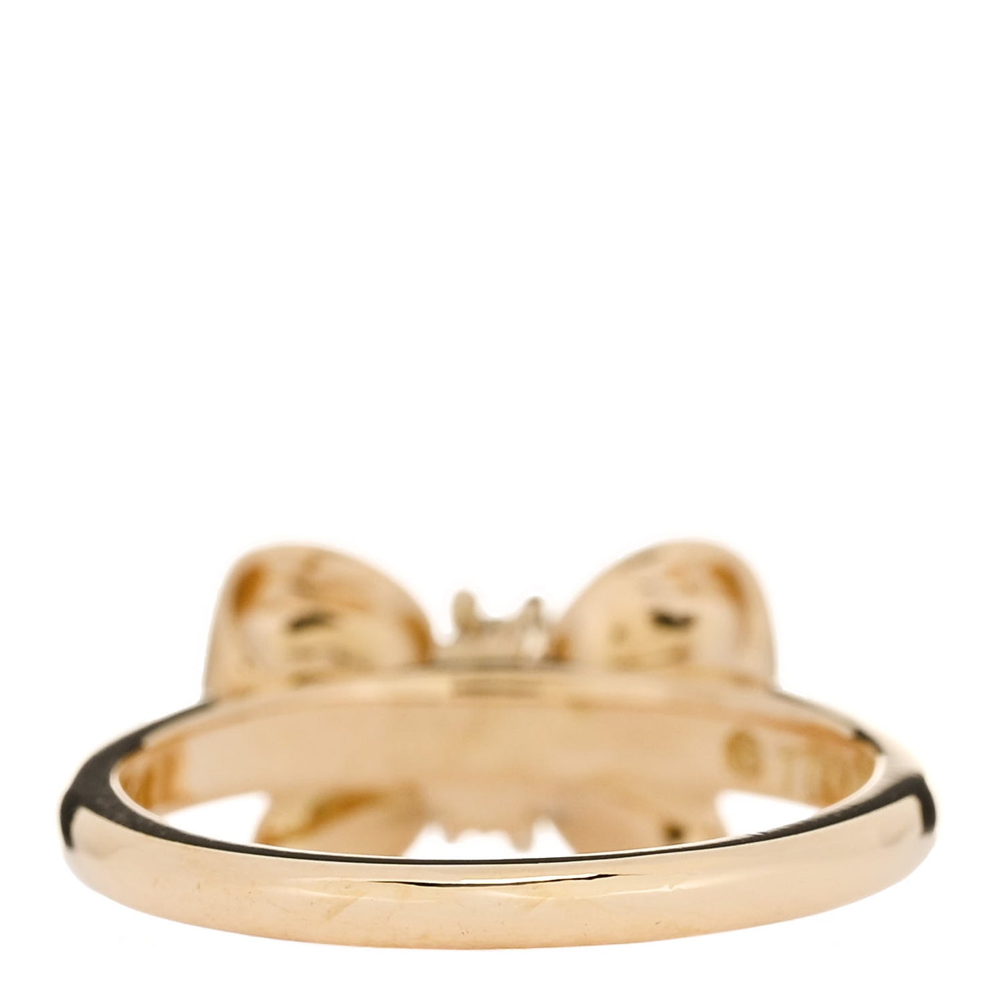 18K Yellow Gold Diamond Bow Ring 50 5.5