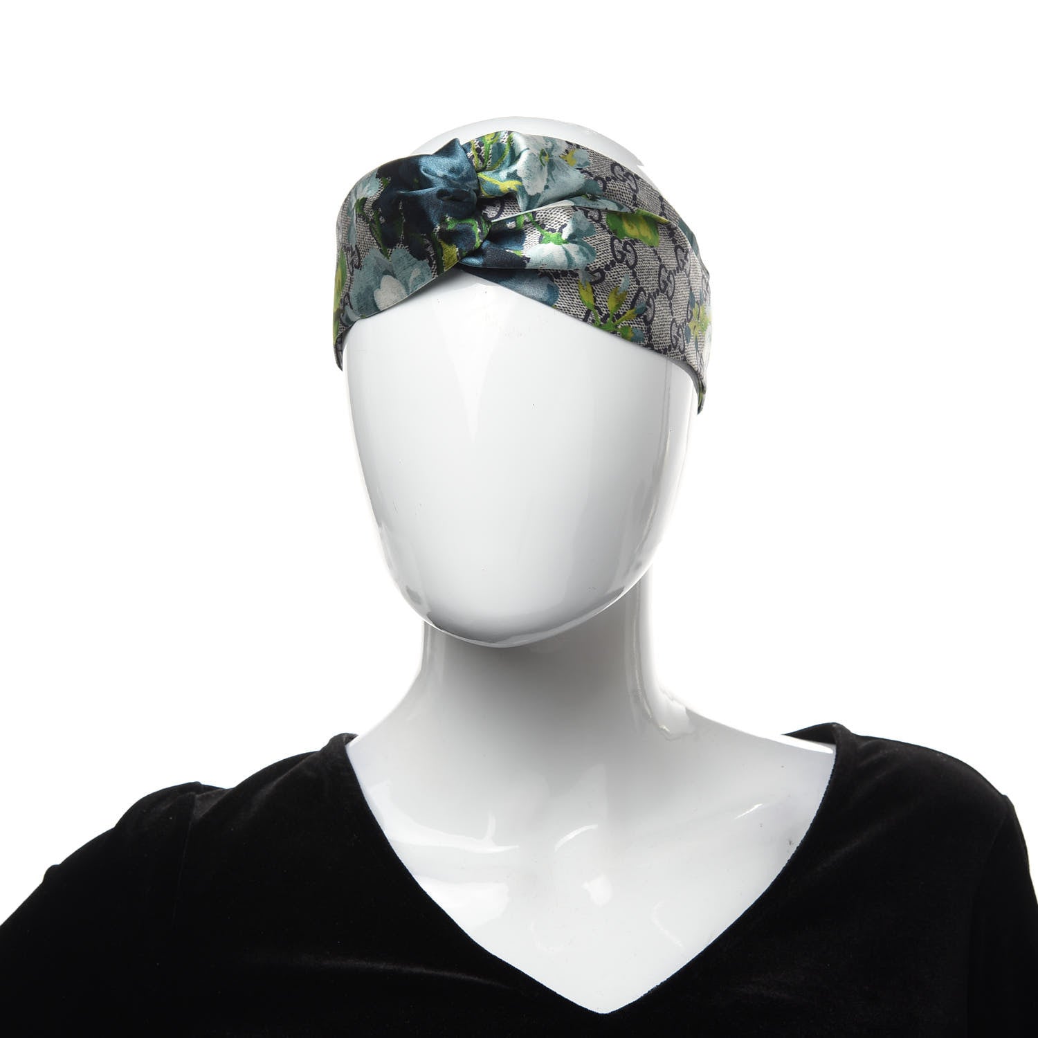 Gucci Silk Monogram Blooms Print Headband Blue 2 of 5