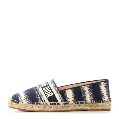 Christian Dior Cotton D-Stripes Embroidered Granville 15mm Espadrilles 40.5 Deep Blue 1 of 4