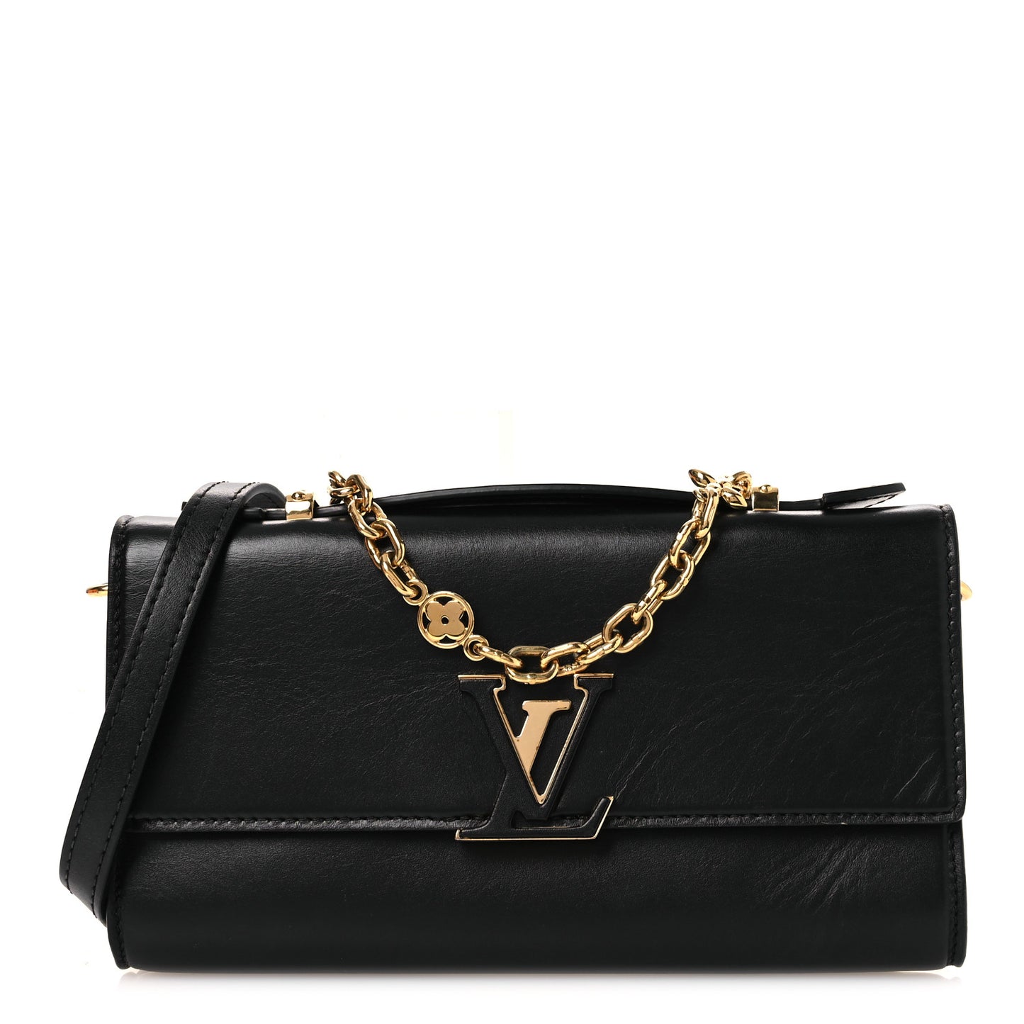 Calfskin LV Wallet On Chain Capucines Black