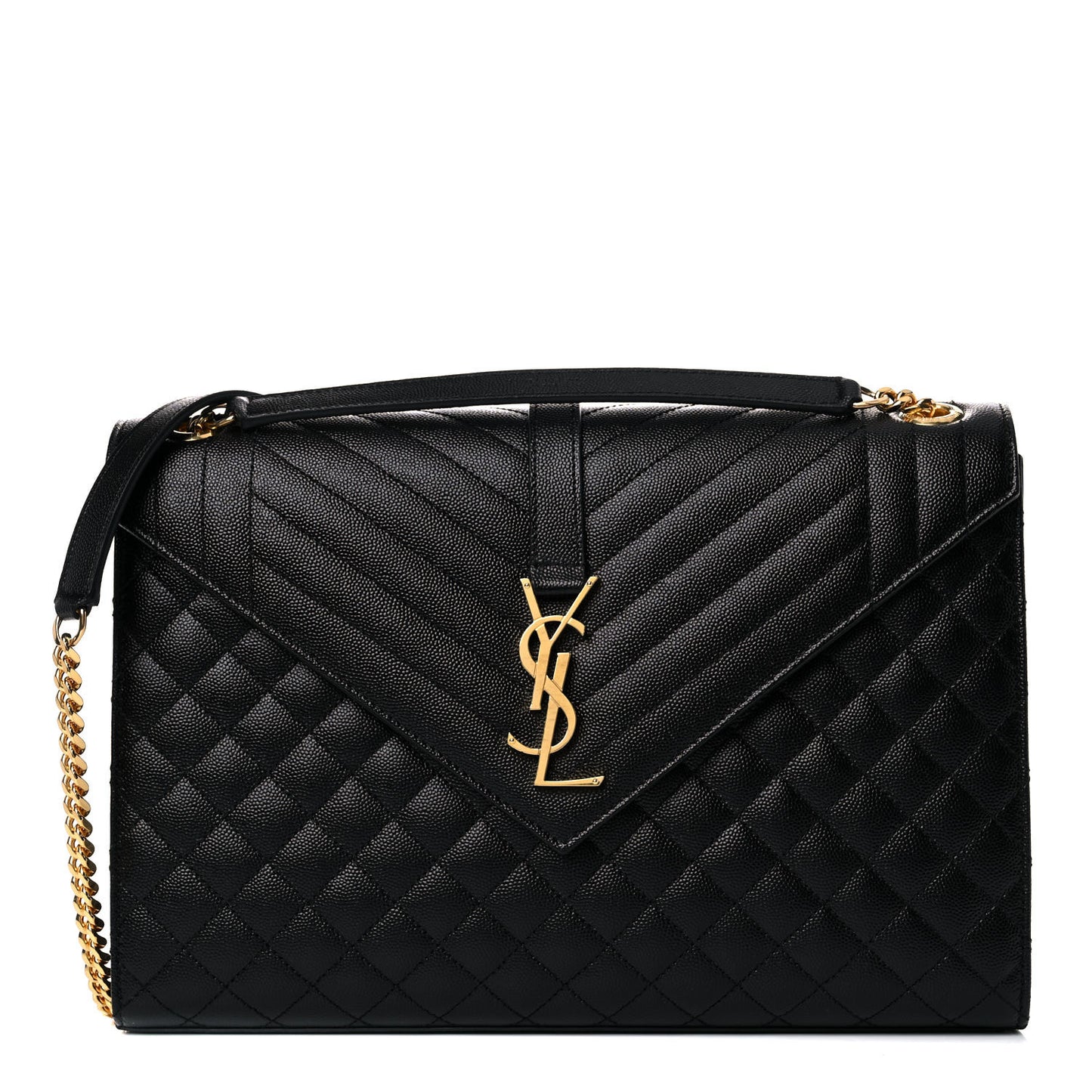 Grain De Poudre Textured Mixed Matelasse Large Triquilt Monogram Satchel Black