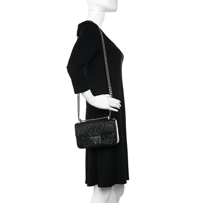Prada Nappa Gaufre Small Chain Flap Shoulder Bag Black 2 of 11
