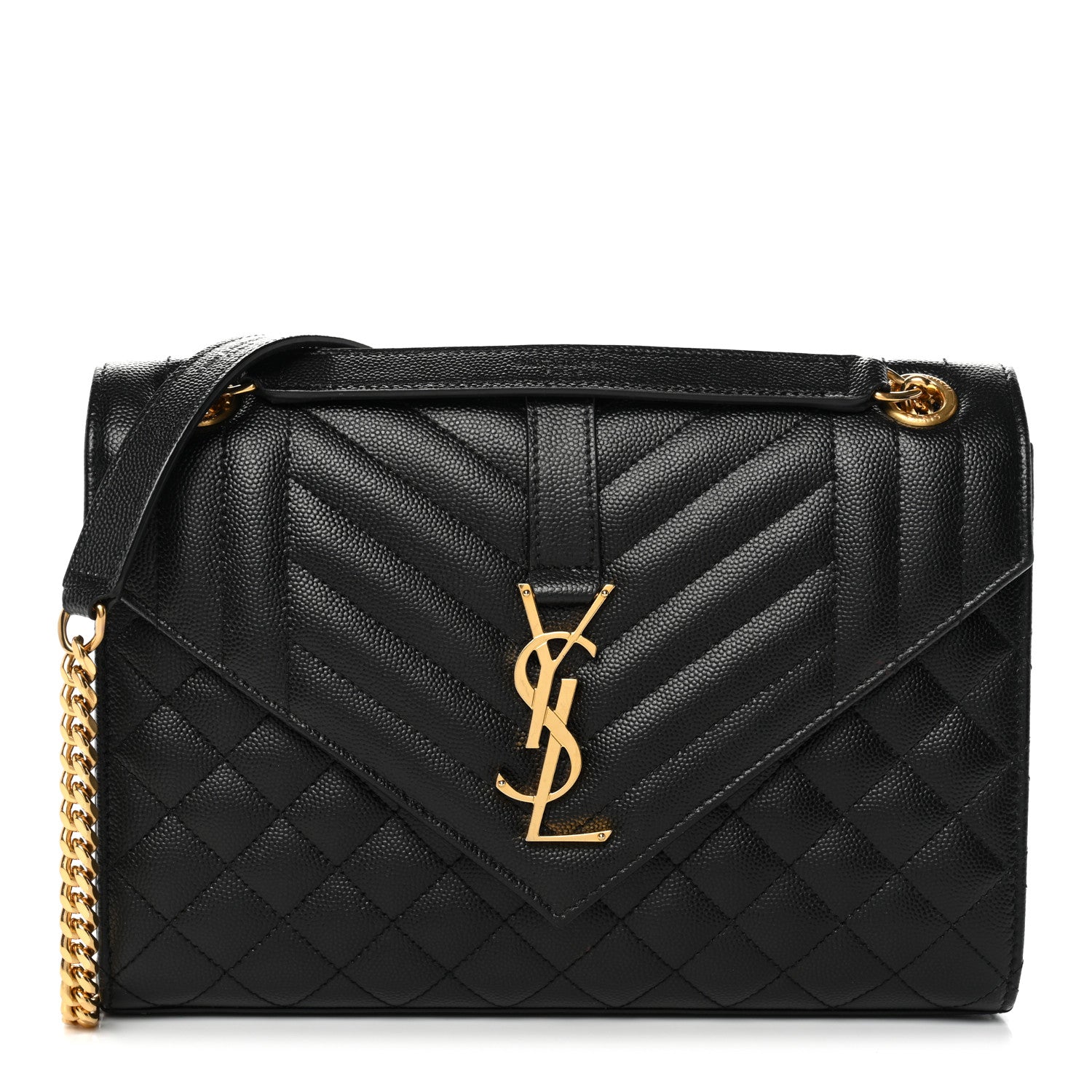 Saint Laurent Grain De Poudre Textured Mixed Matelasse Triquilt Medium Monogram Satchel Black 1 of 12