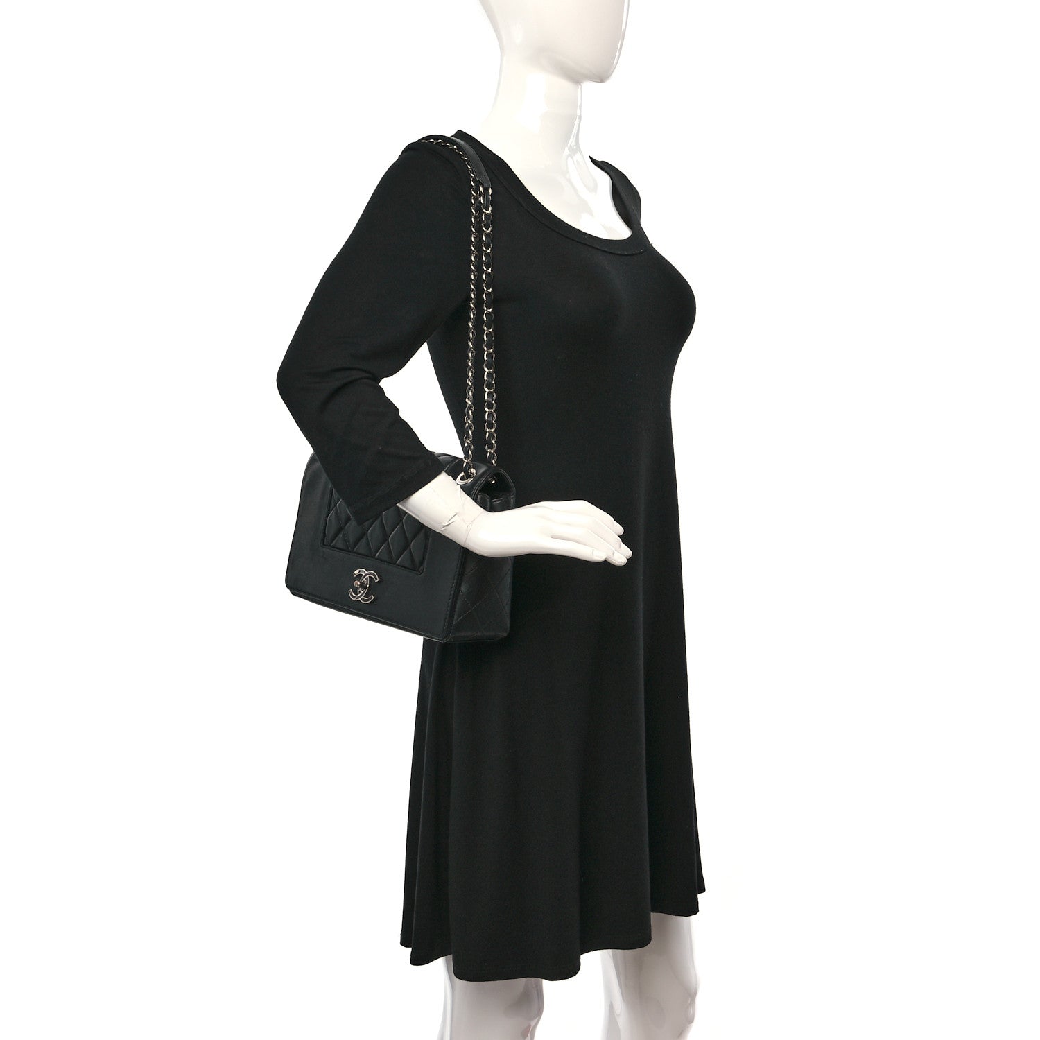 Chanel Sheepskin Quilted Vintage Mademoiselle Flap Black 2 of 10