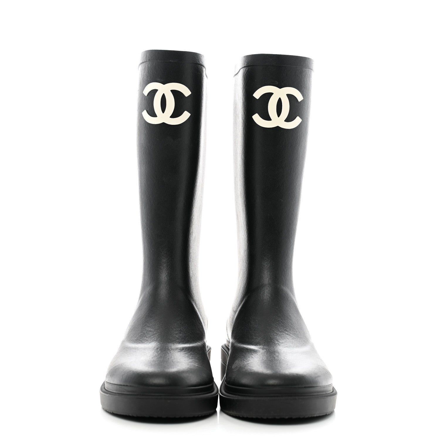 Chanel Caoutchouk CC High Boots 35 Black 2 of 10