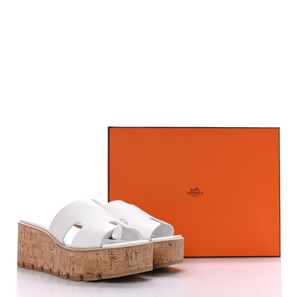 Hermes Calfskin Cork Eze 30 Sandals 41 White 9 of 9