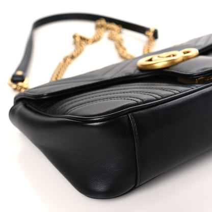 Gucci Calfskin Matelasse Small GG Marmont Shoulder Bag Black 8 of 9