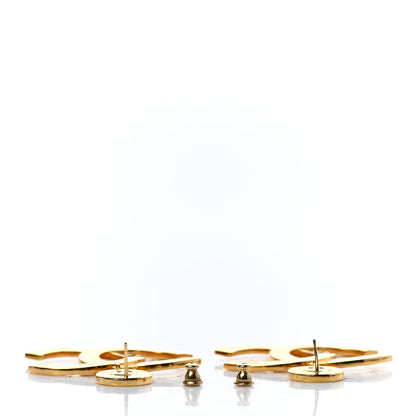 Chanel Metal Large Paris Button Earrings Gold 3 of 4