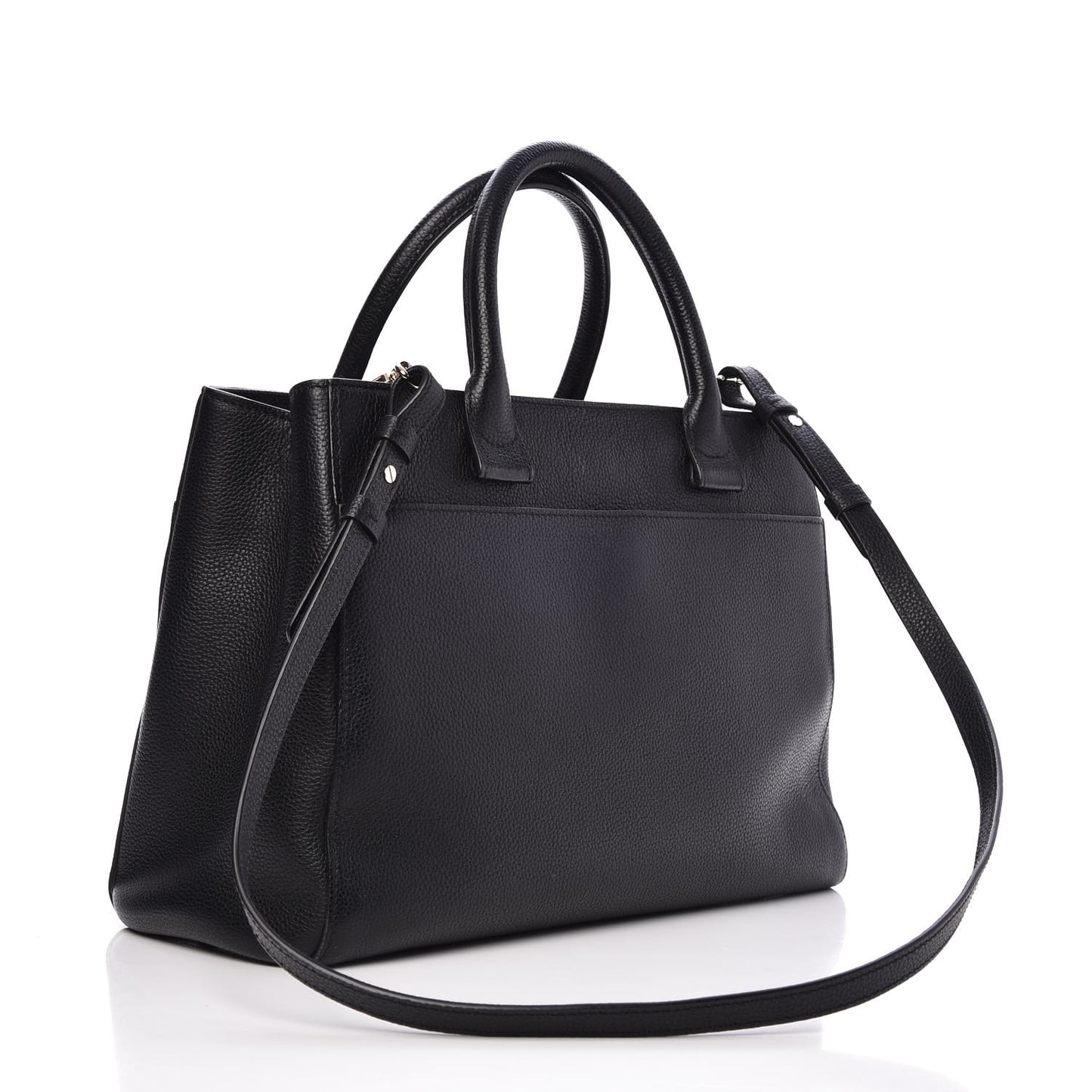 Grained Calfskin Small Neo Executive Shopper Tote Black