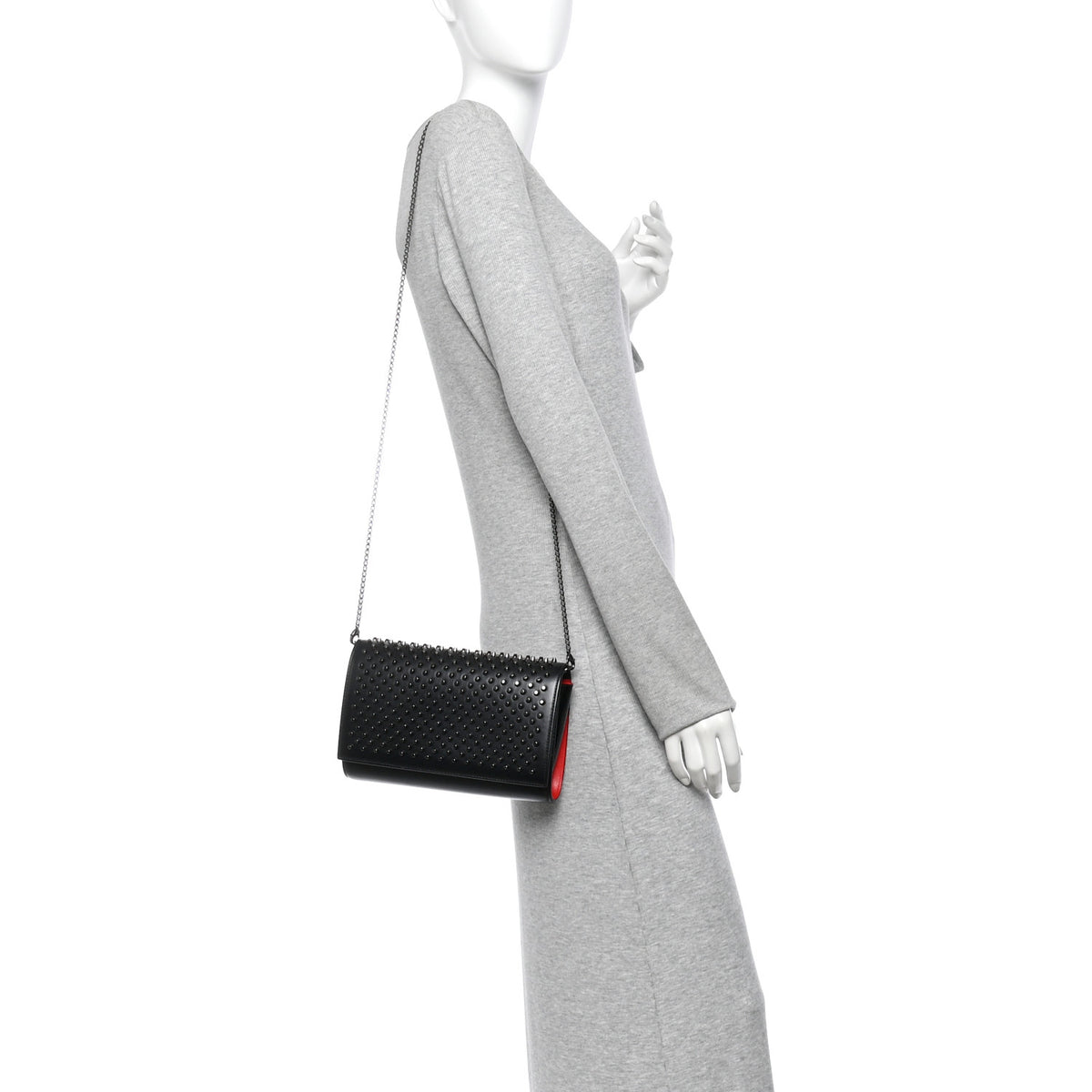 Calfskin Patent Spikes Paloma Clutch Black