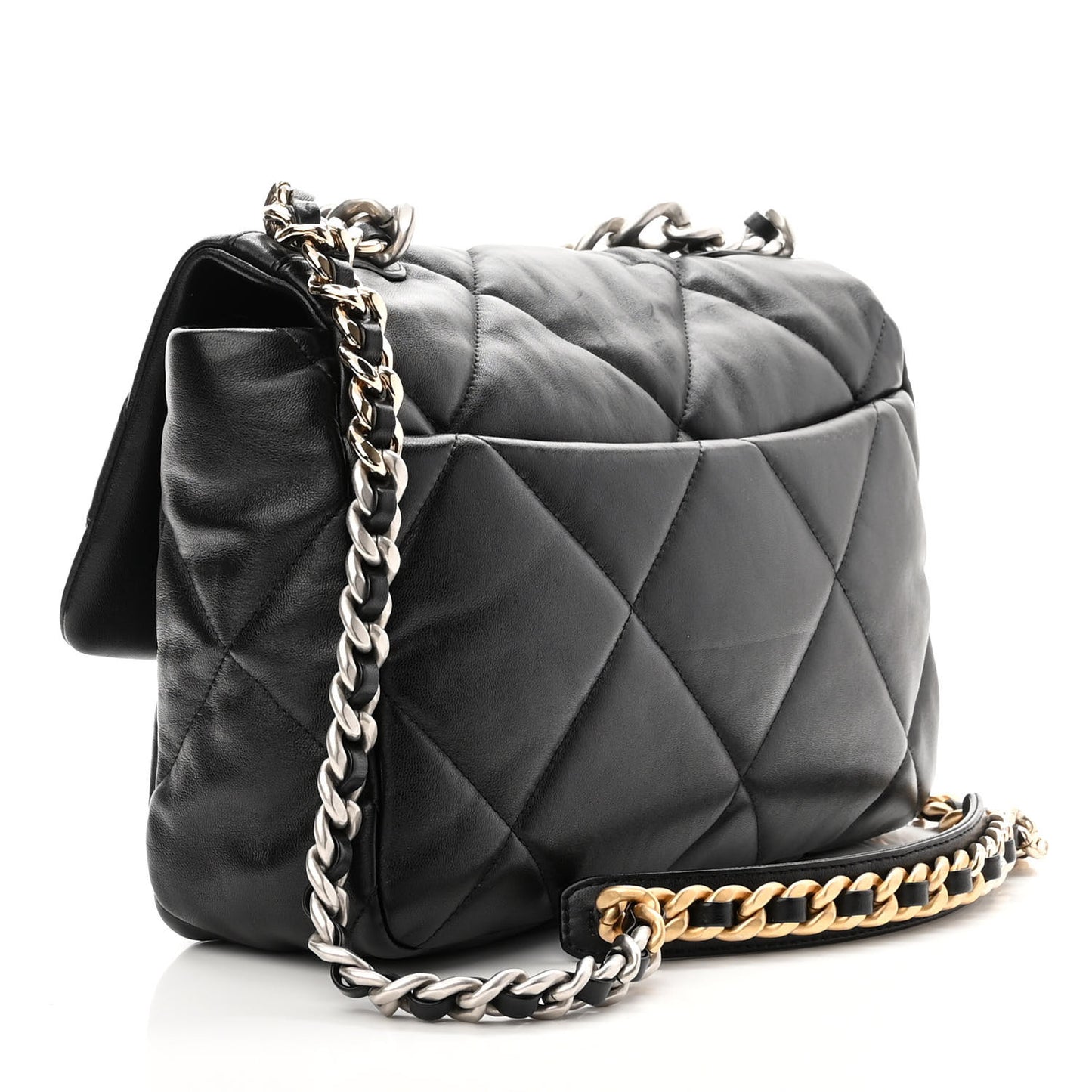Lambskin Quilted Large Chanel 19 Flap Black