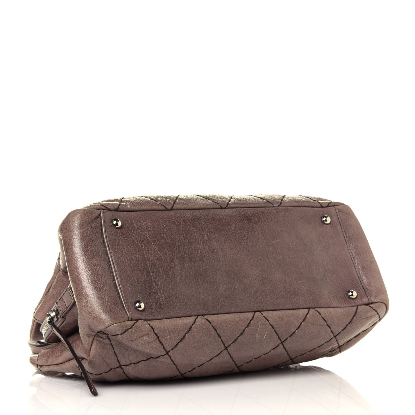 Glazed Calfskin On the Road Zip Tote Brown