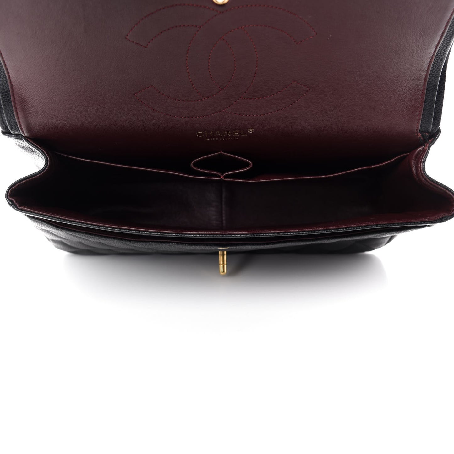 Caviar Quilted Jumbo Double Flap Black
