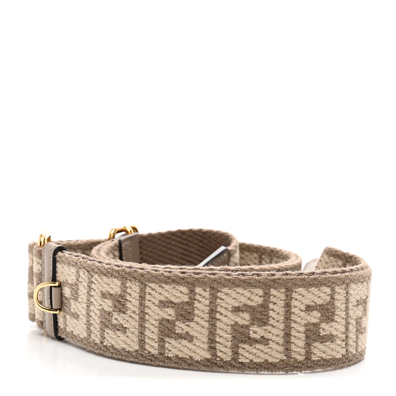 Fendi Chenille Vitello King FF Adjustable Strap You  Tortora Nuvola 2 of 5