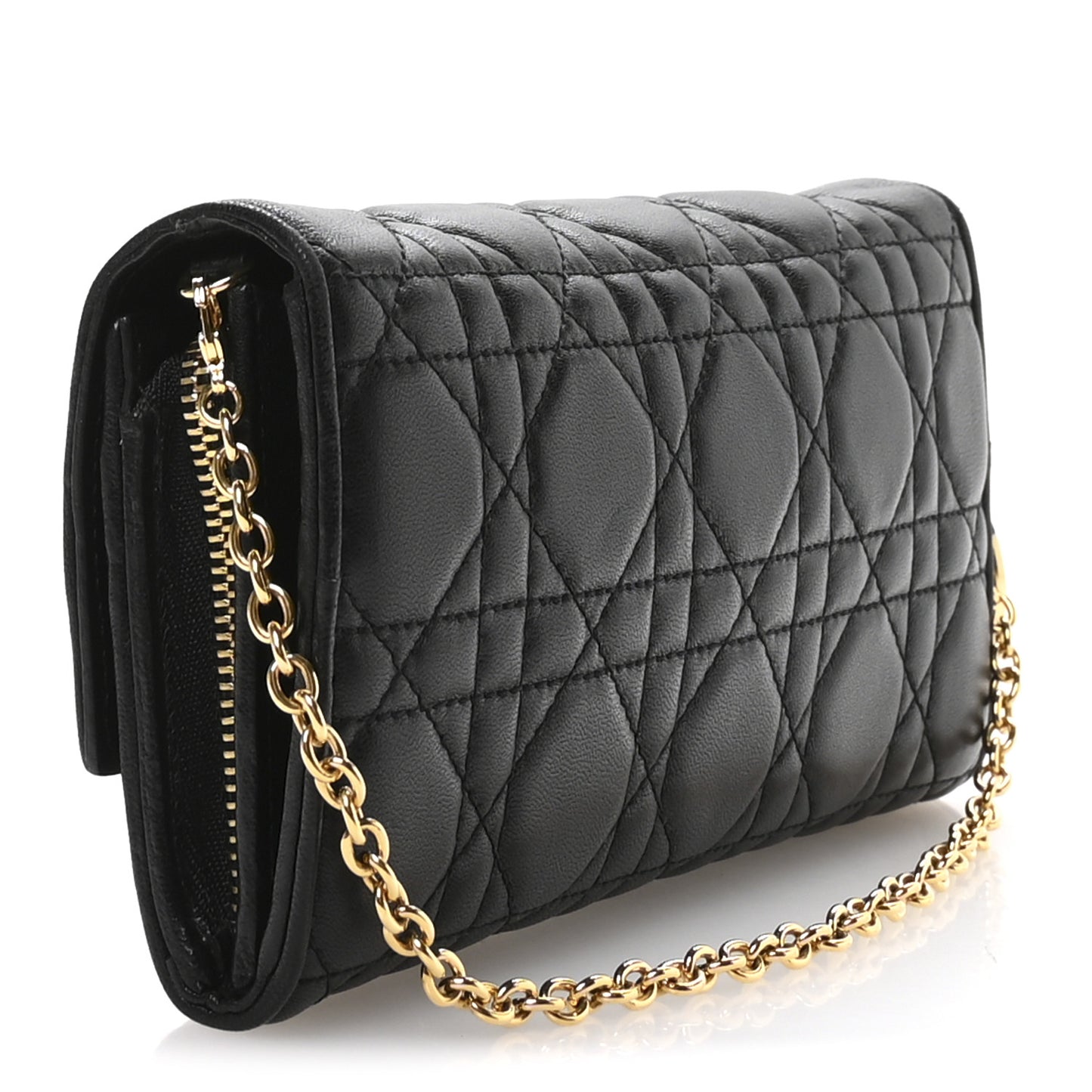Lambskin Cannage Rendez-vous Chain Wallet Black