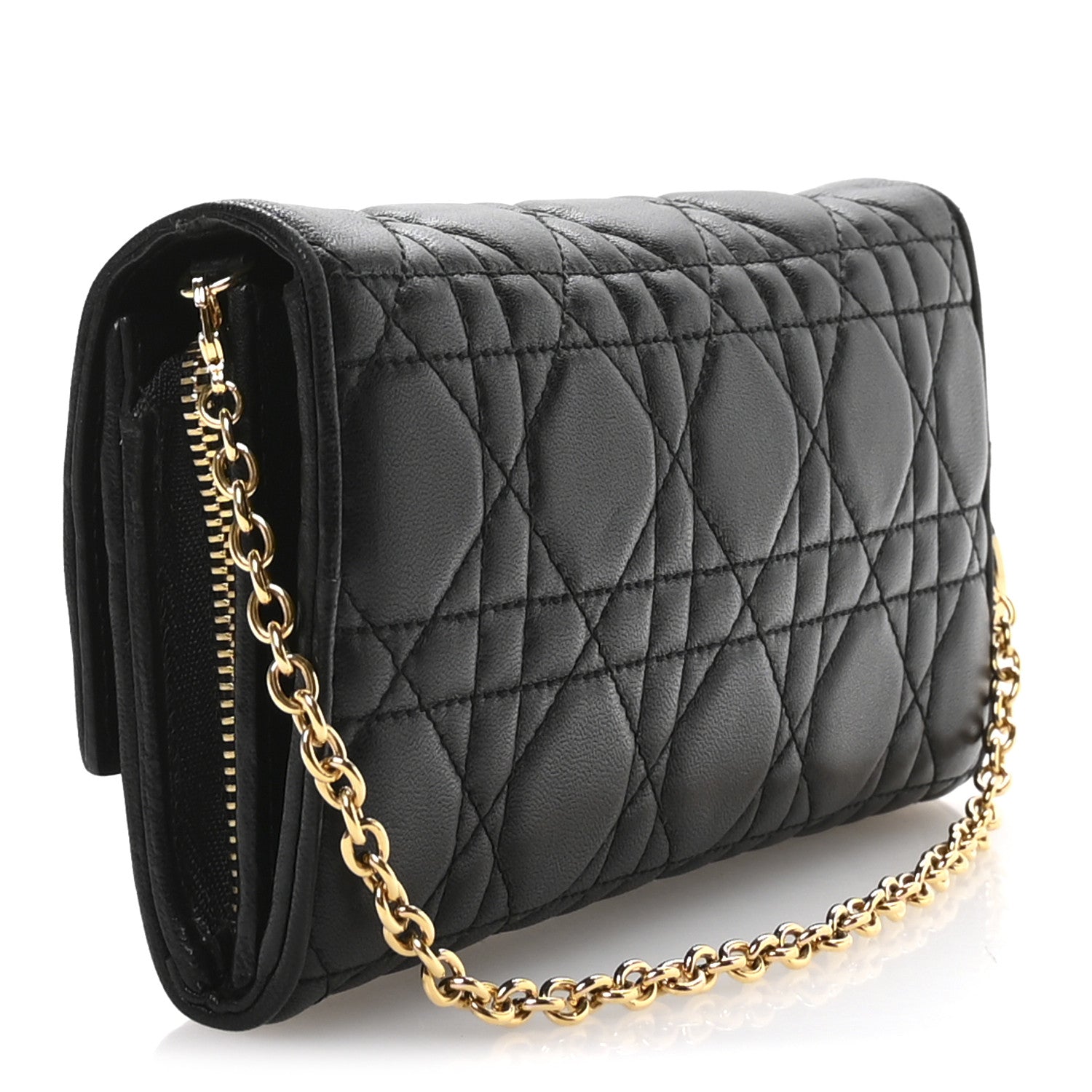 Christian Dior Lambskin Cannage Rendez-vous Chain Wallet Black 3 of 10