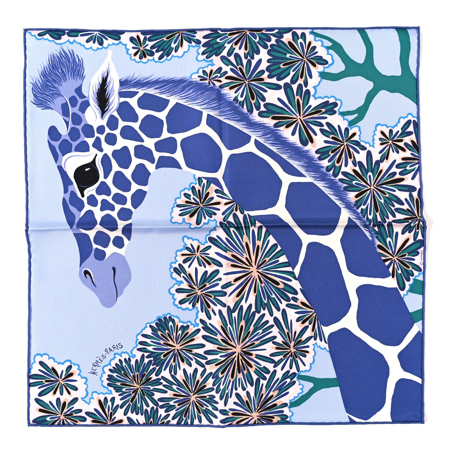 Hermes Silk The Three Graces Zoom Scarf 45 Bleu Ciel Encre Vert 1 of 3