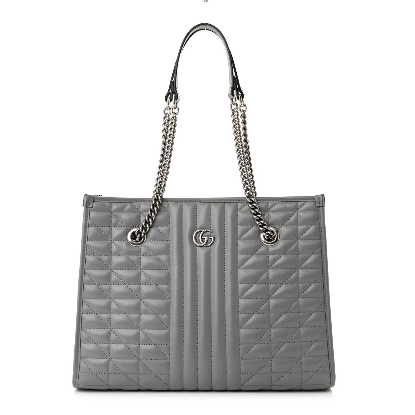 Calfskin Matelasse Aria Medium GG Marmont Shoulder Tote Deep Grey