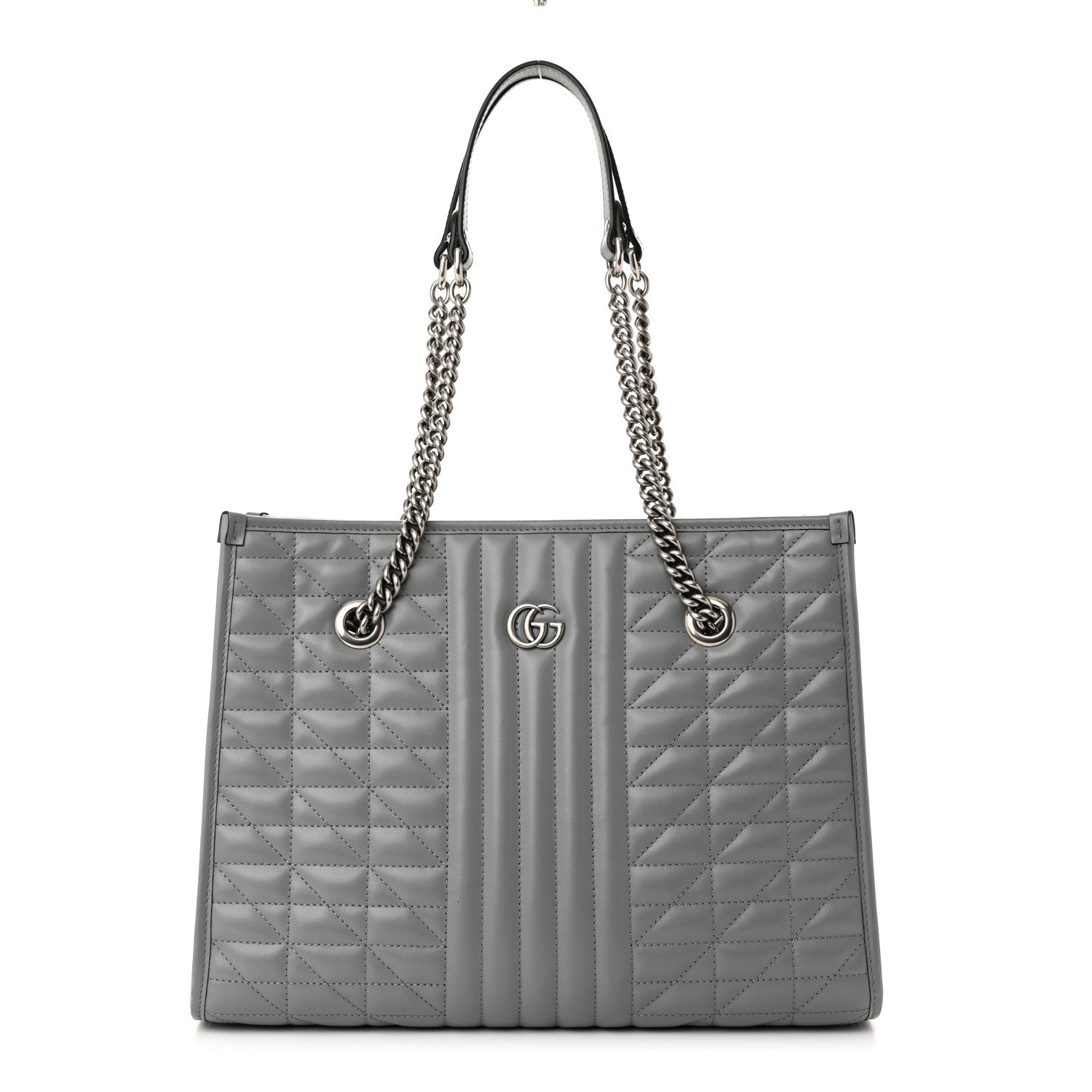Gucci Calfskin Matelasse Aria Medium GG Marmont Shoulder Tote Deep Grey 1 of 9