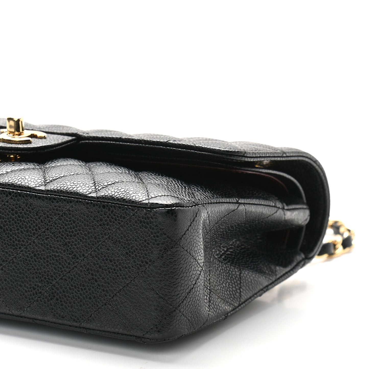 Caviar Quilted Medium Double Flap Black