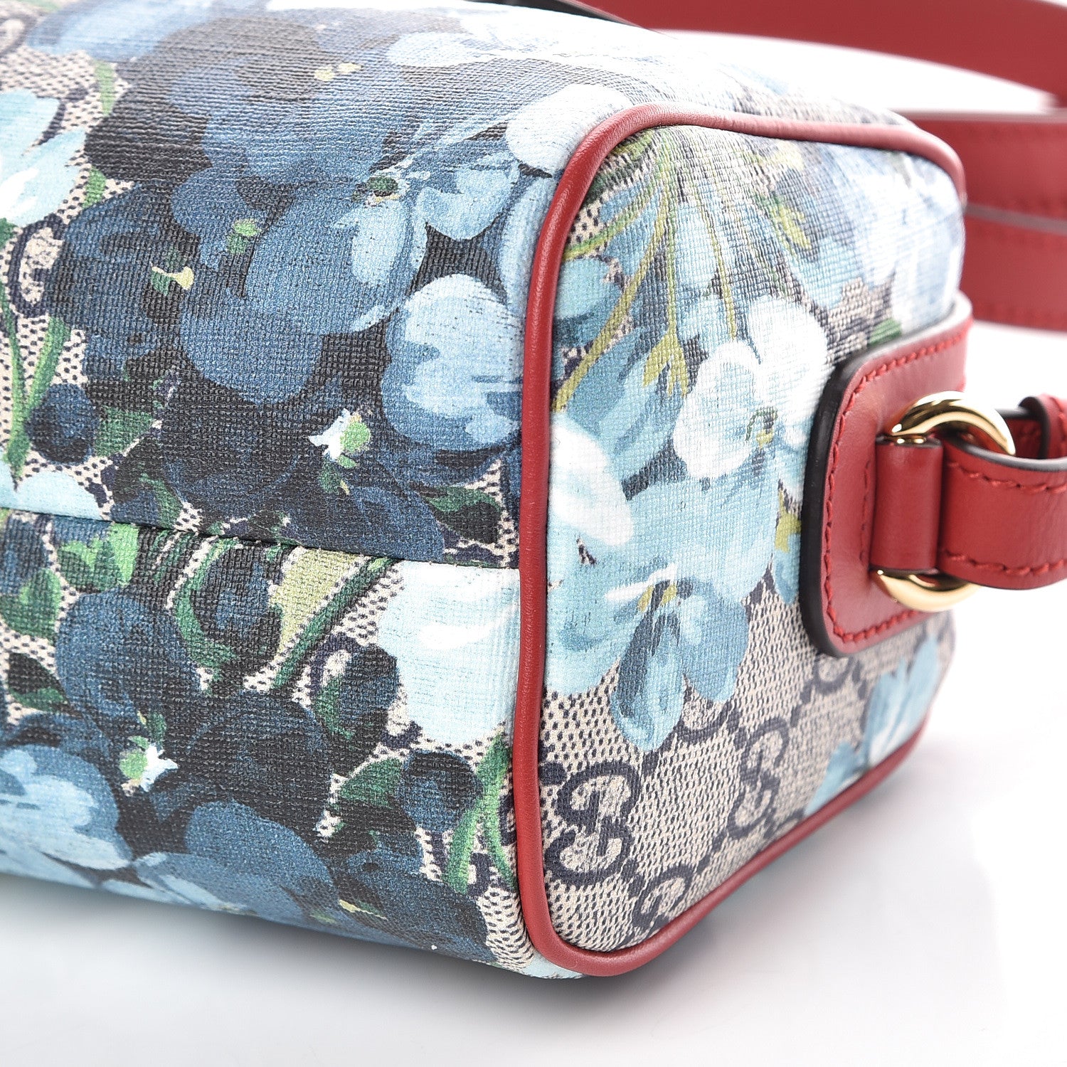 Gucci GG Supreme Monogram Blooms Mini Boston Navy Blue Hibiscus 9 of 9