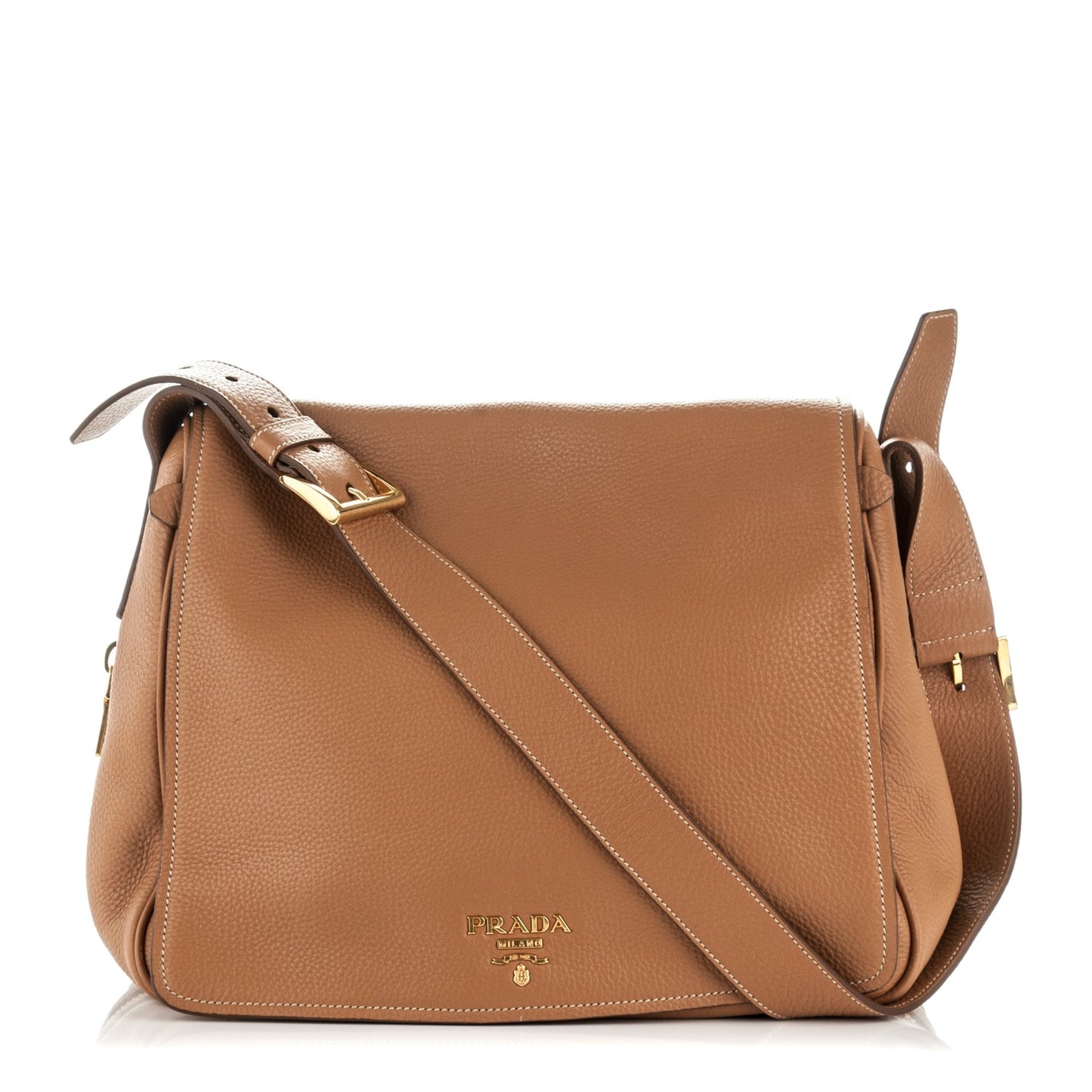 Vitello Daino Shoulder Flap Bag Naturale
