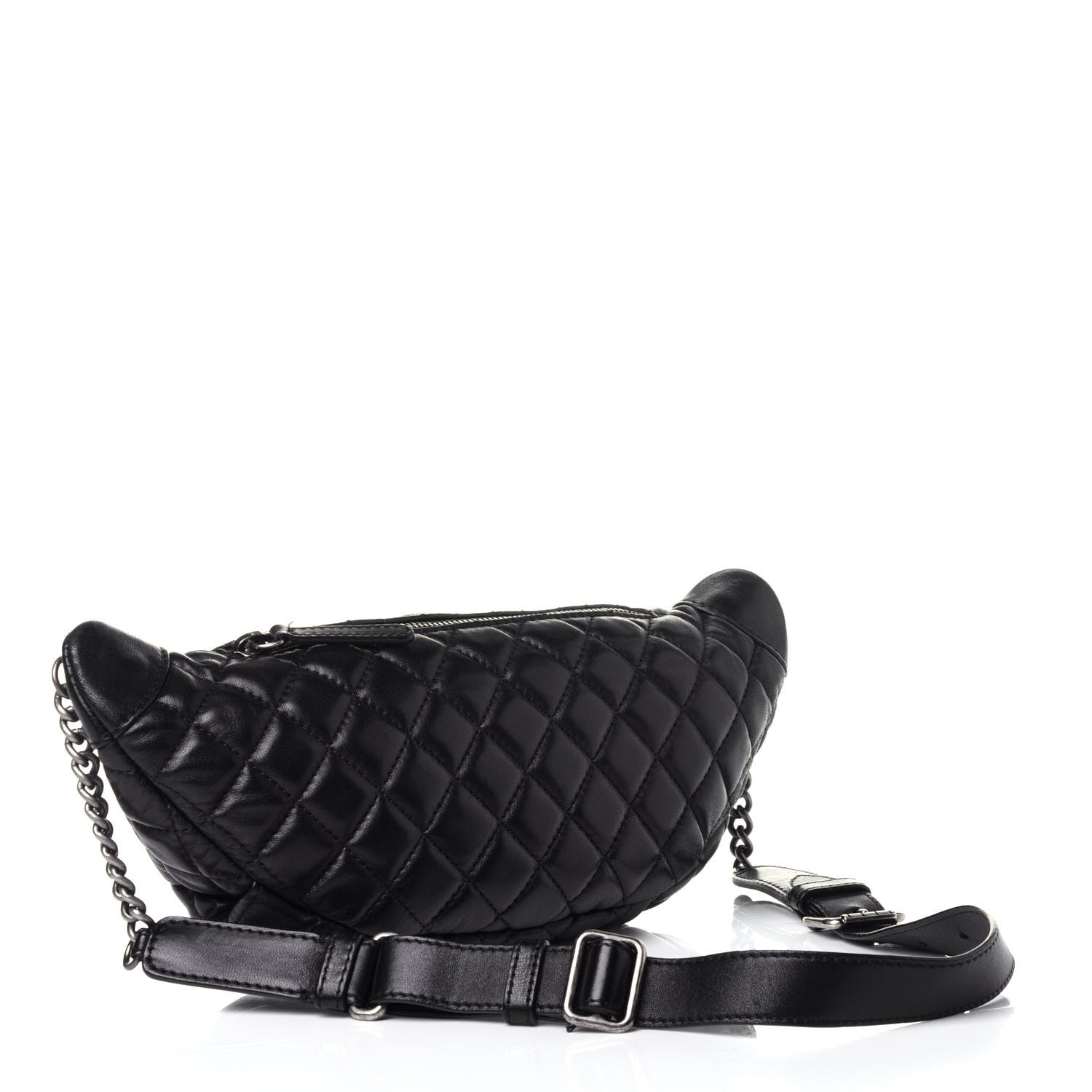 Chanel Lambskin Quilted Banane Waist Bag Fanny Pack Black 3 of 11