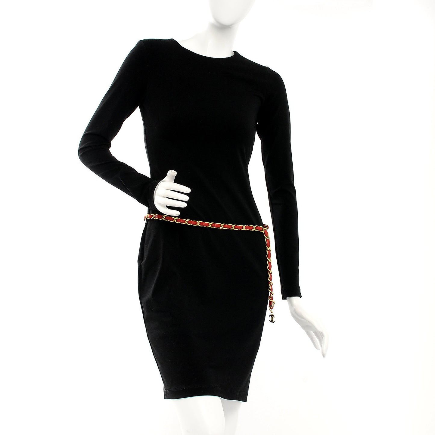 Lambskin CC Chain Belt Red Gold