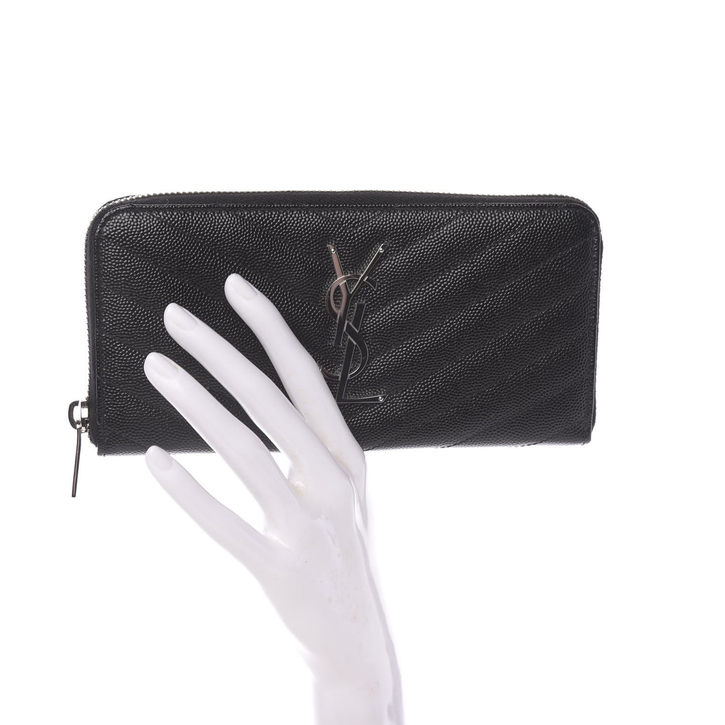 Grain De Poudre Matelasse Chevron Monogram Zip Around Wallet Black
