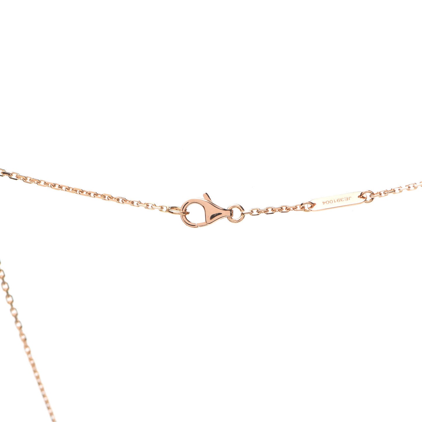 18K Rose Gold Diamond Pink Porcelain Vintage Alhambra Pendant Necklace