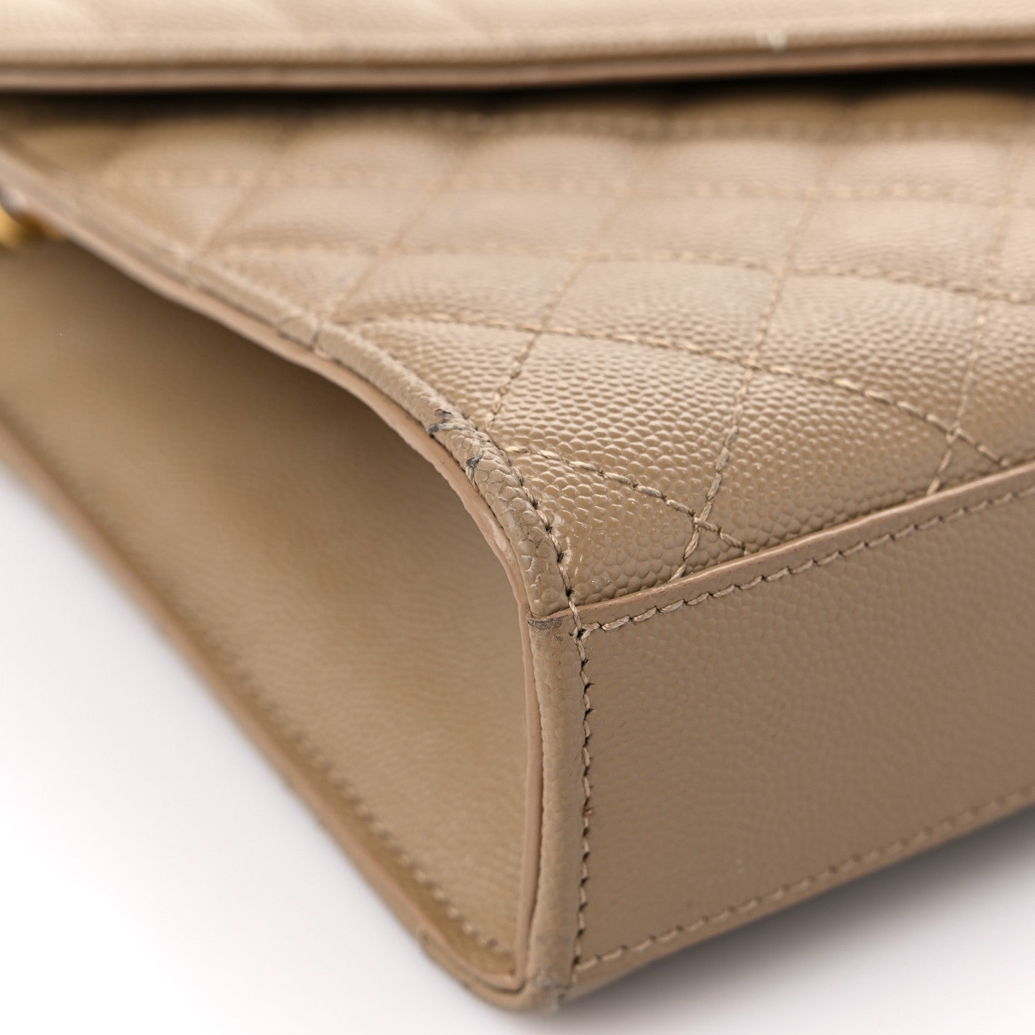 Saint Laurent Grain De Poudre Textured Mixed Matelasse Medium Triquilt Monogram Satchel Natural Tan 8 of 18