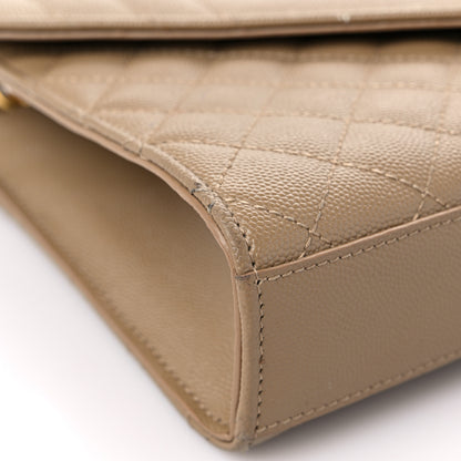Saint Laurent Grain De Poudre Textured Mixed Matelasse Medium Triquilt Monogram Satchel Natural Tan 8 of 18