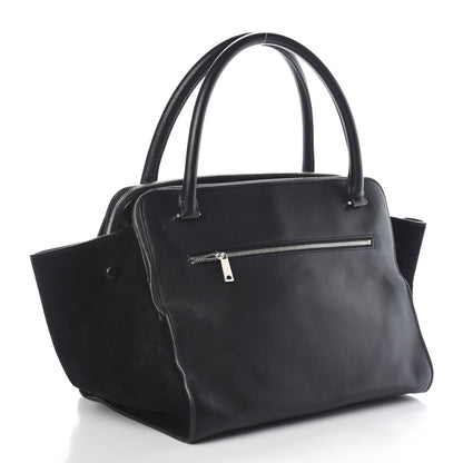 Celine Drummed Calfskin Suede Double Zip Trapeze Black 3 of 9