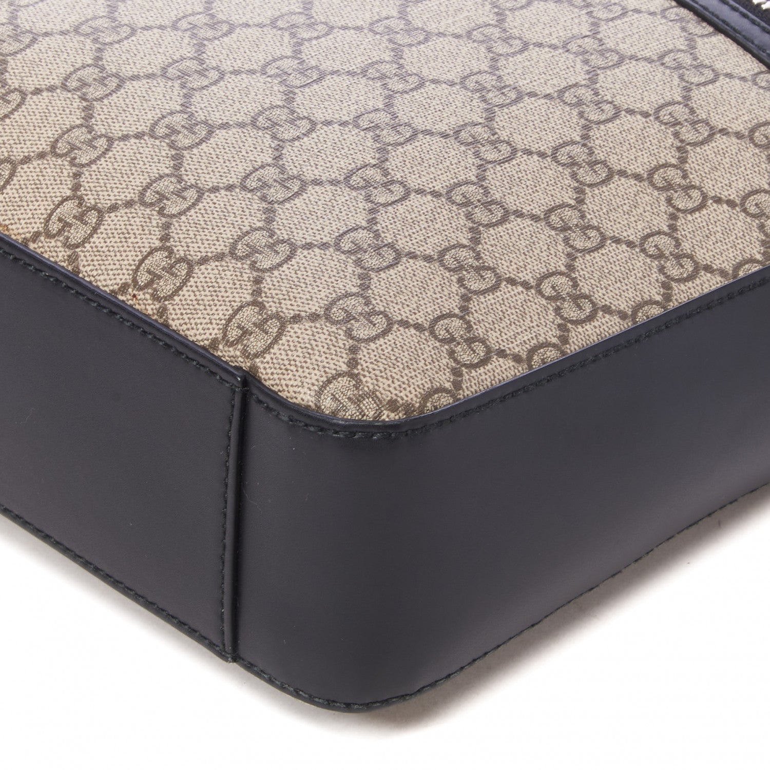 Gucci GG Supreme Monogram Flat Messenger Bag Black 4 of 9