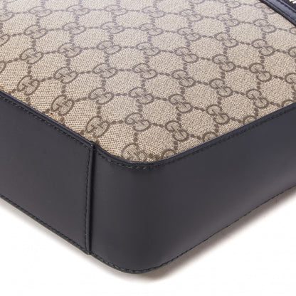 Gucci GG Supreme Monogram Flat Messenger Bag Black 4 of 9