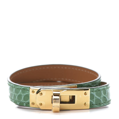 Hermes Shiny Alligator Kelly Double Tour Bracelet Cactus 1 of 6
