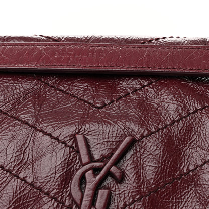 Saint Laurent Crinkled Calfskin Matelasse Monogram Medium Niki Chain Satchel Rouge Legion 8 of 10