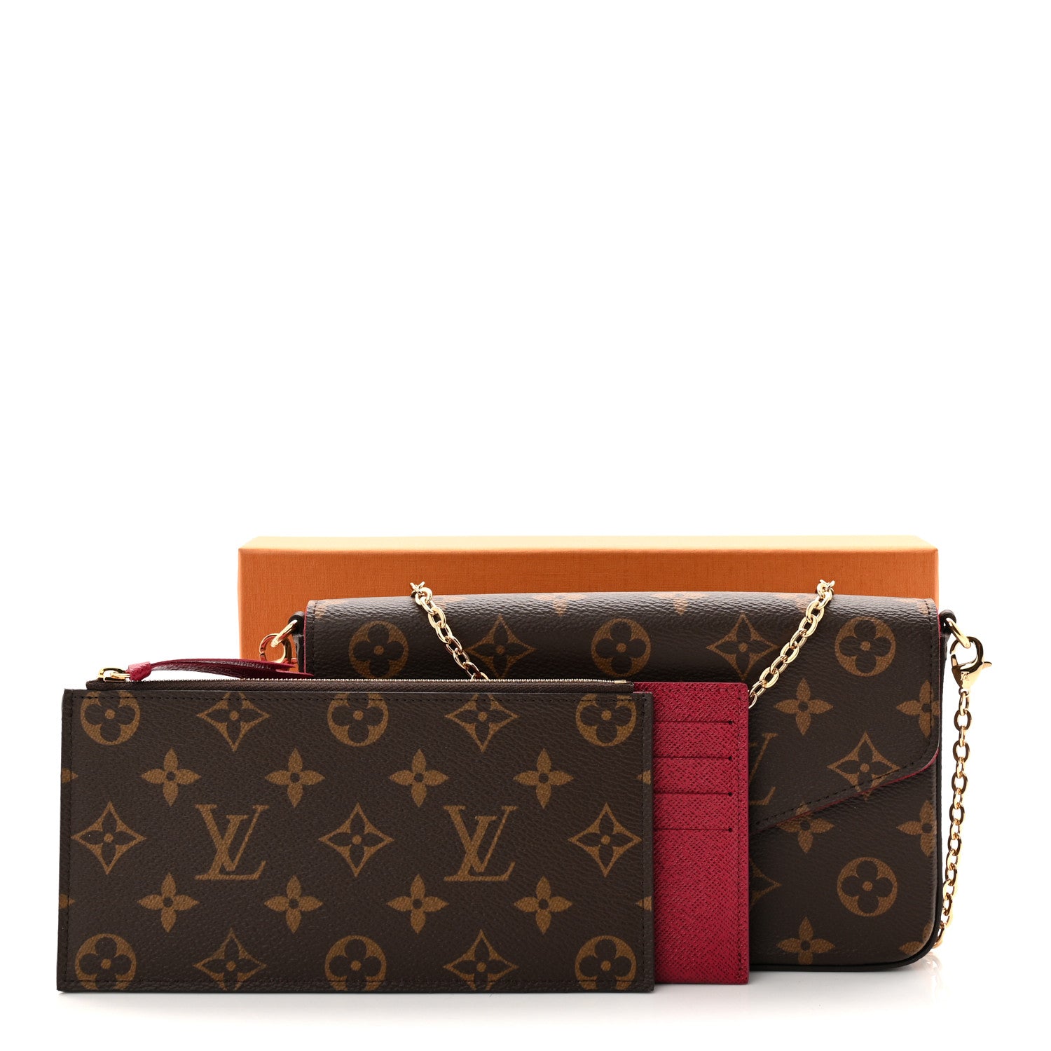 Louis Vuitton Monogram Pochette Felicie Chain Wallet Fuchsia 21 of 21