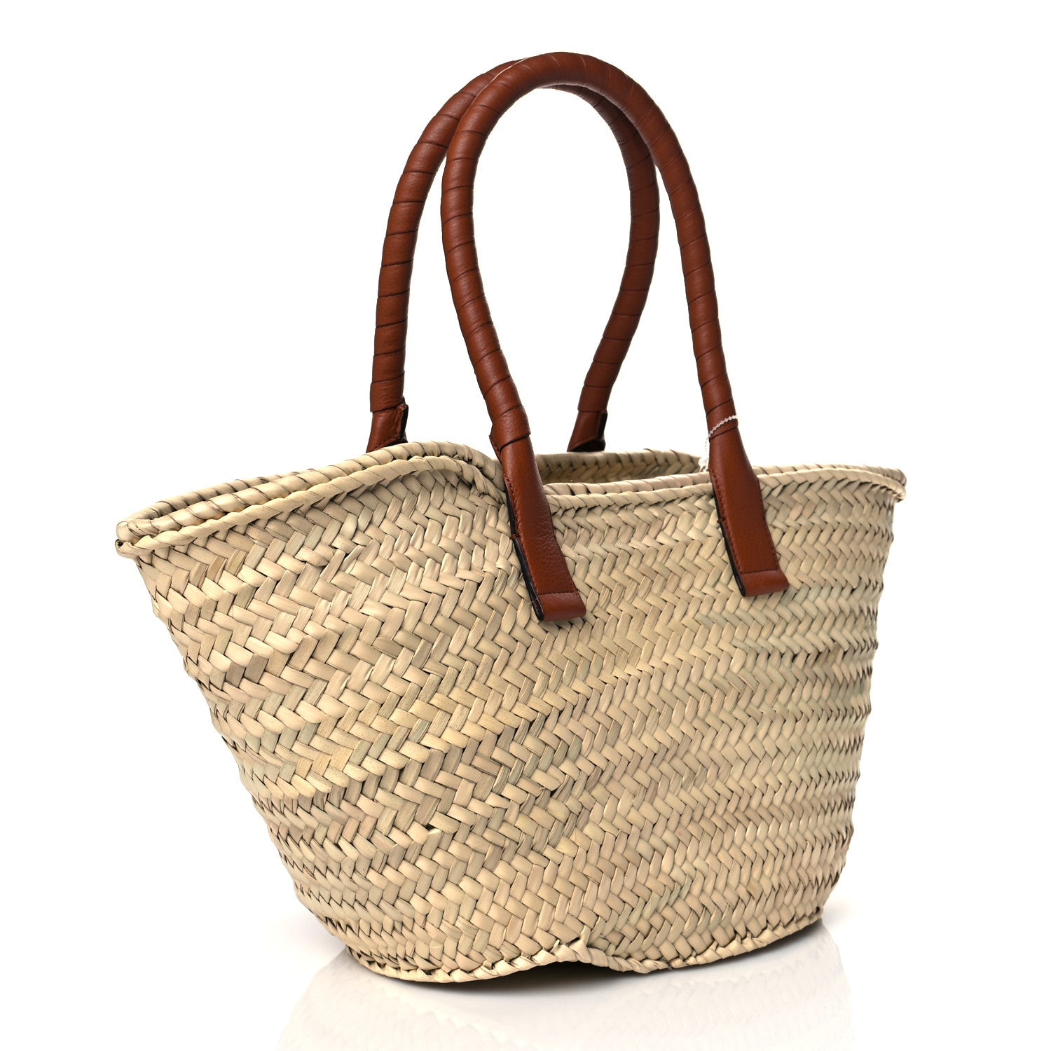 Chloe Raffia Small Grain Calfskin Medium Marcie Basket Tan 3 of 11