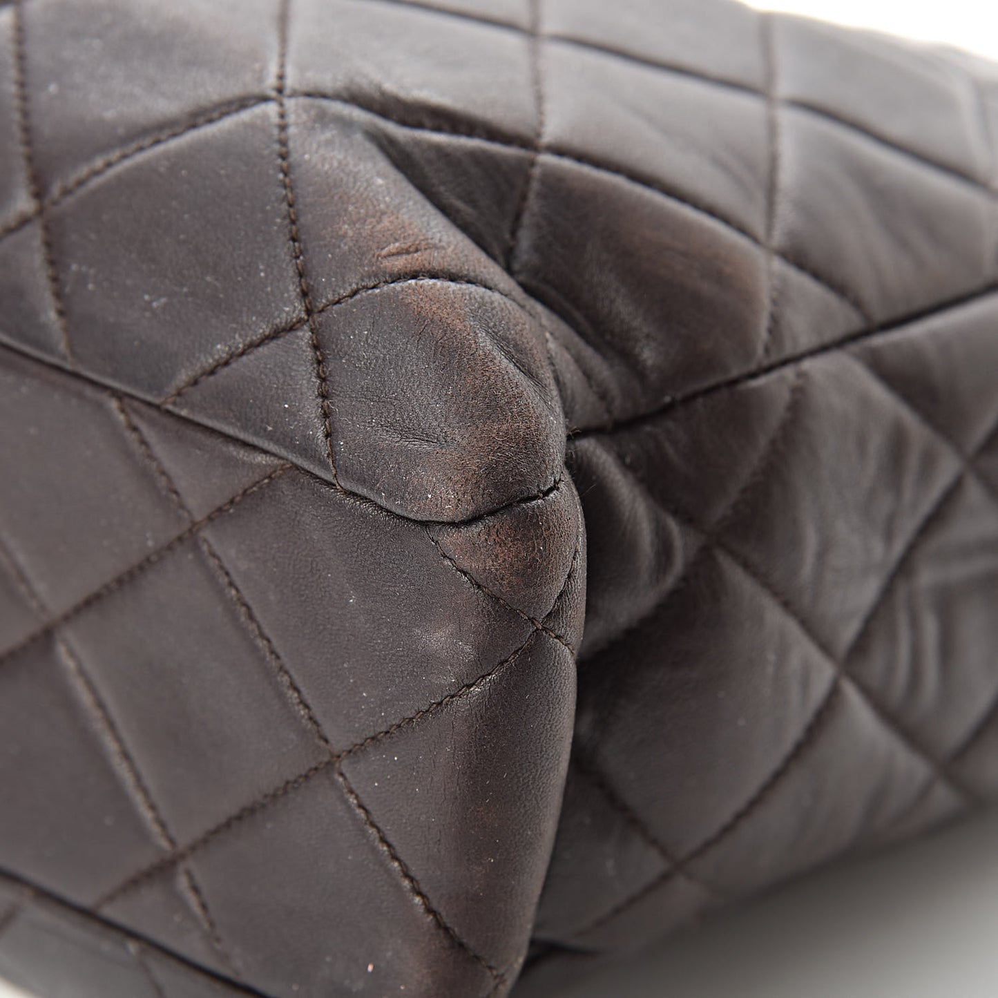 Lambskin Quilted Tote Brown