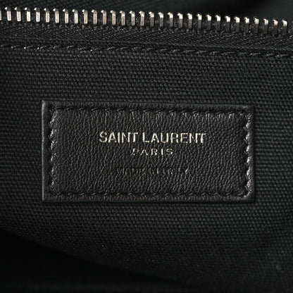 Saint Laurent Calfskin Crocodile Embossed Large Convertible ID Bag Black 7 of 11