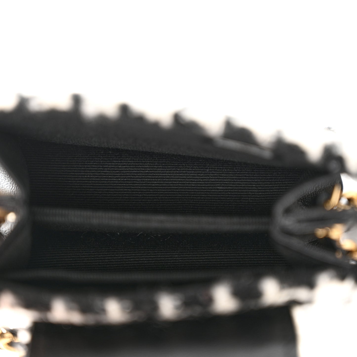 Tweed Houndstooth Quilted Mini Accordion Clutch With Chain White Black