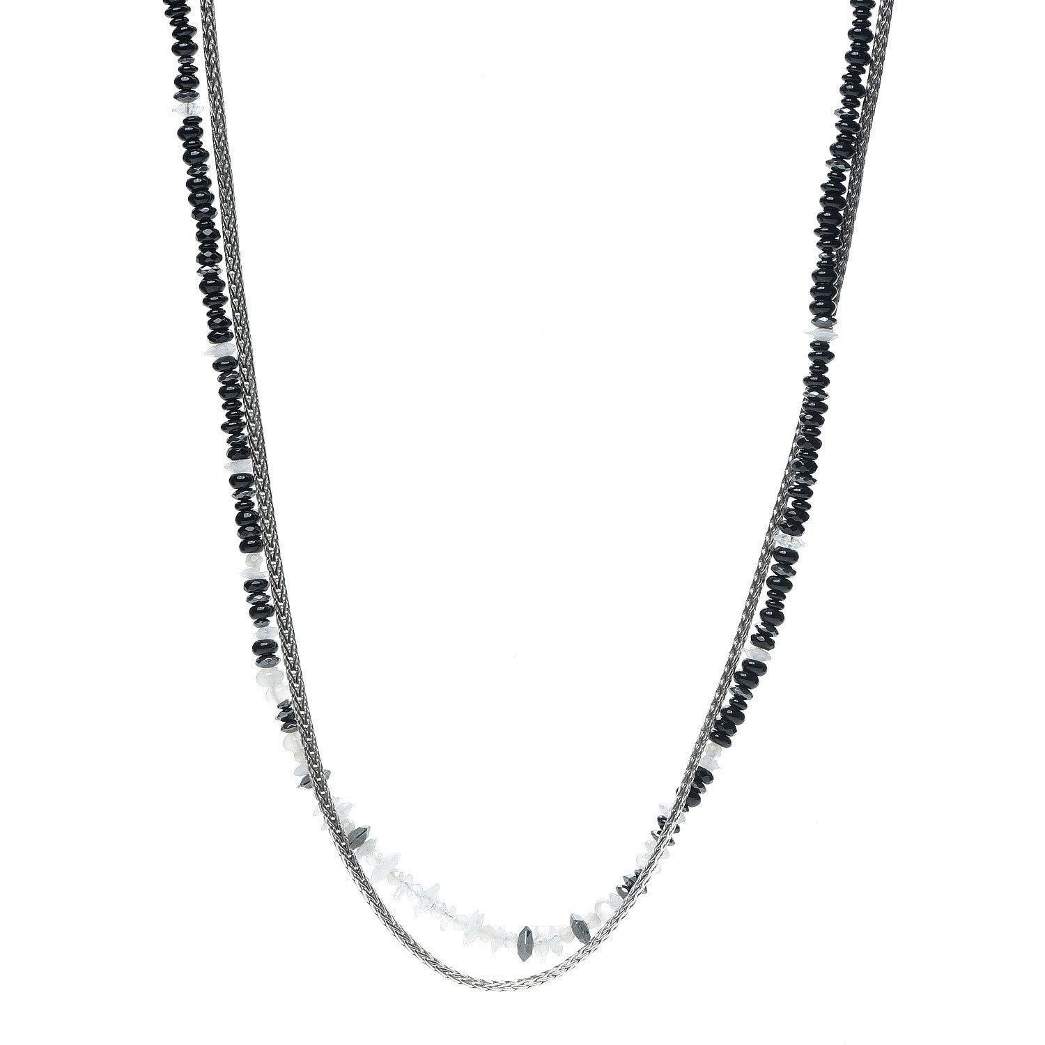 John Hardy Sterling Silver Hematite Moonstone Black Onyx Asil Classic Chain Two-Row Necklace 1 of 4