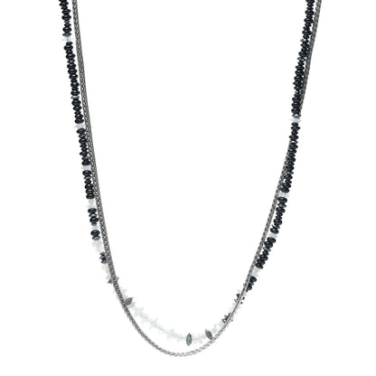 John Hardy Sterling Silver Hematite Moonstone Black Onyx Asil Classic Chain Two-Row Necklace 1 of 4