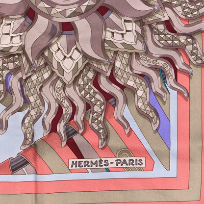 Hermes Silk Les Sangles De Phoebus Scarf 90 Ciel Mauve Grenat 2 of 4