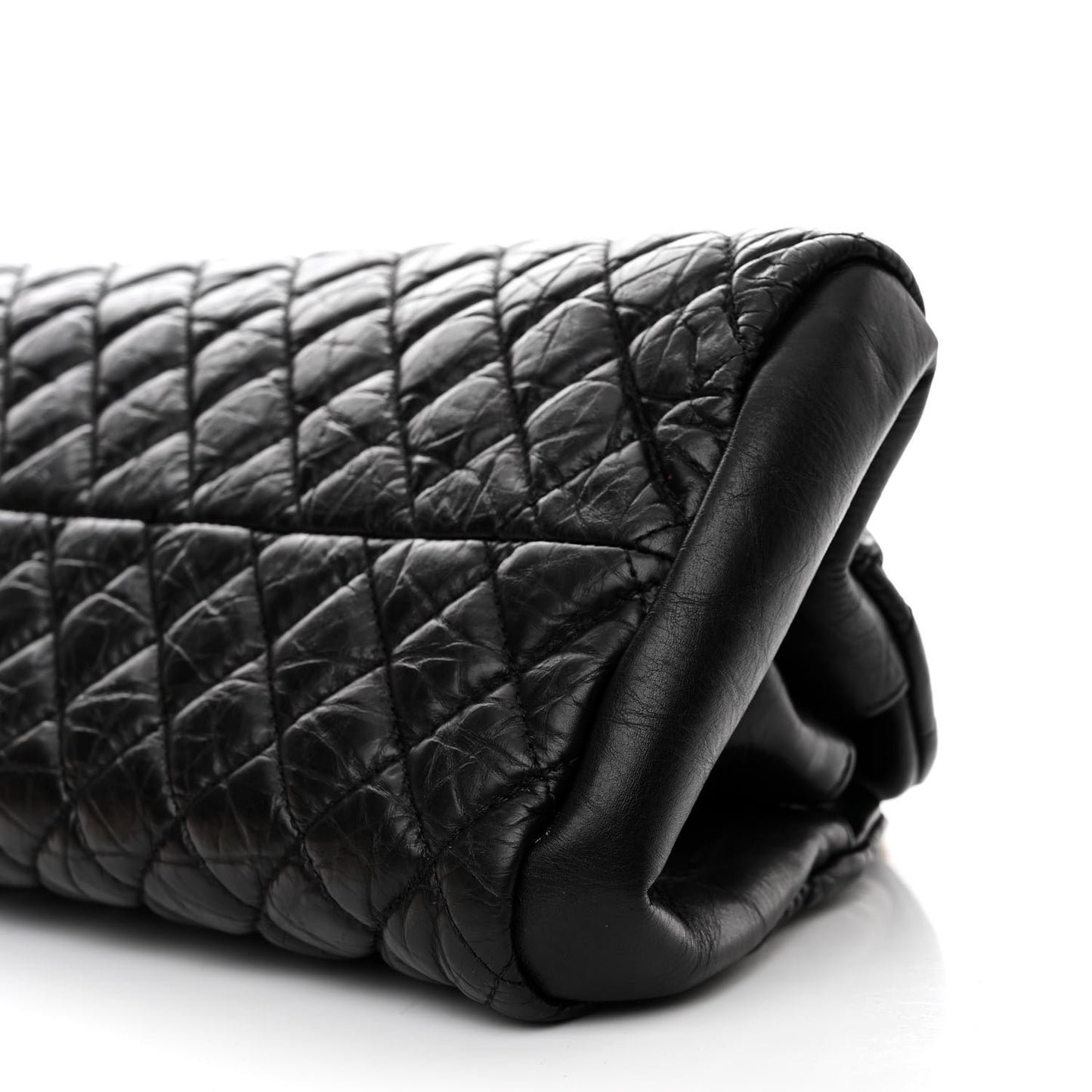 Aged Calfskin Quilted Medium Just Mademoiselle Black