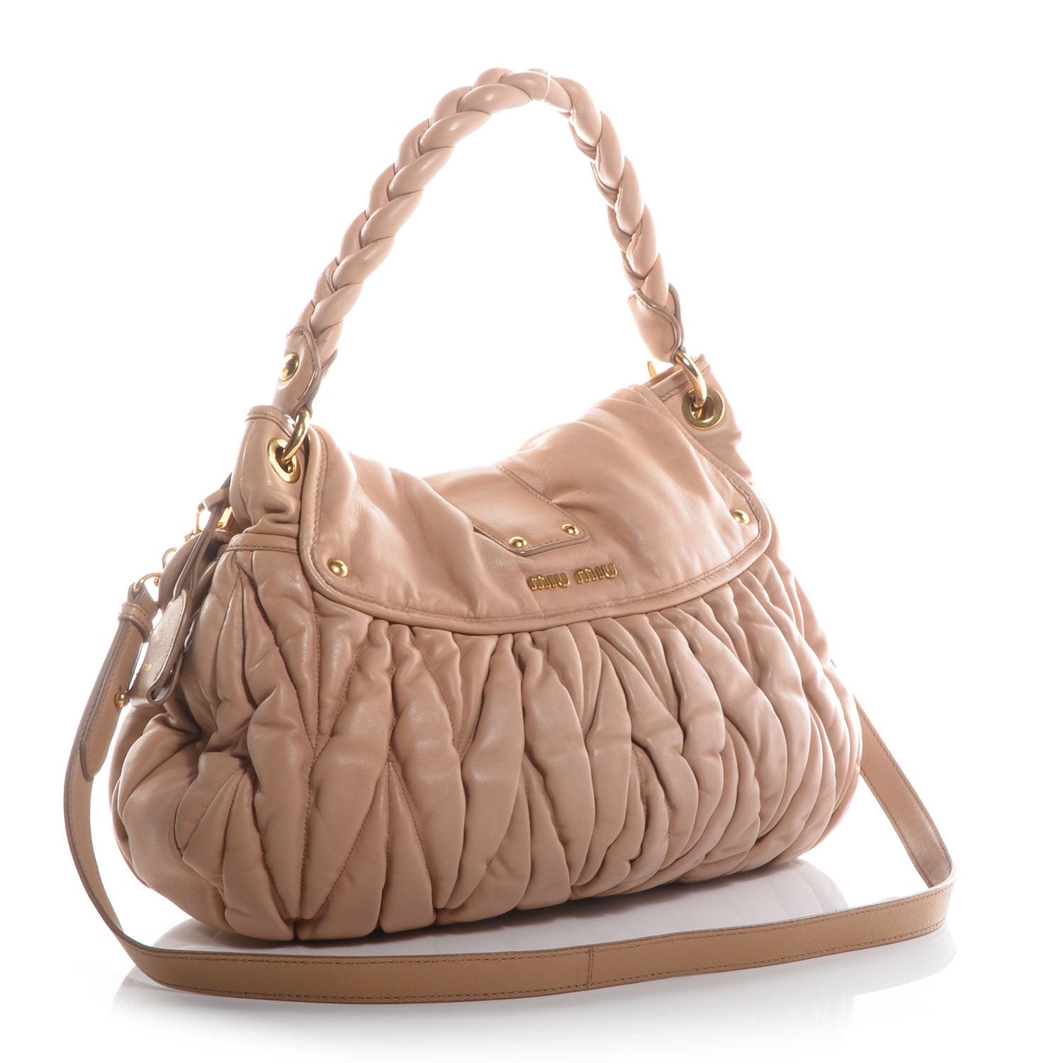 Miu Miu Lux Leather Matelasse Coffer Cuoio 3 of 11