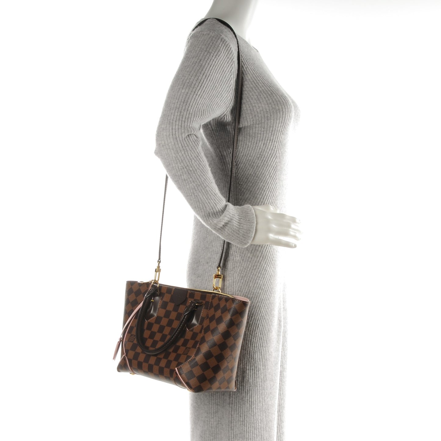 Damier Ebene Caissa Tote PM Rose Ballerine